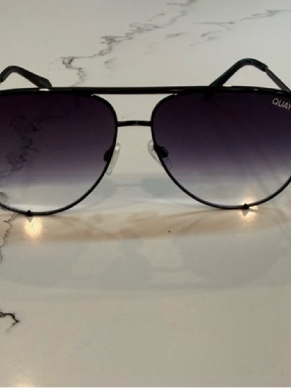 Quay Australia Black Frame with Gradient Purple Lenses Aviator Sunglasses